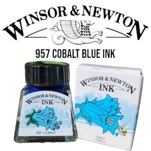 Winsor & Newton Drawing Ink 14ml Bottle Cobalt Blue Shimmer NEW Art Supplies 957